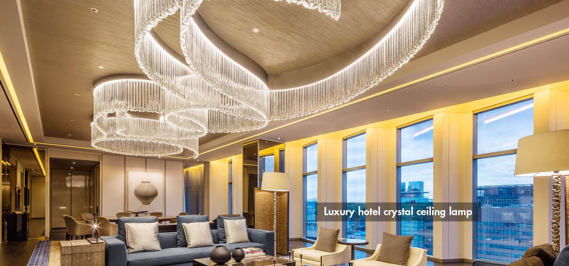 Hotel large crystal ceiling lamp